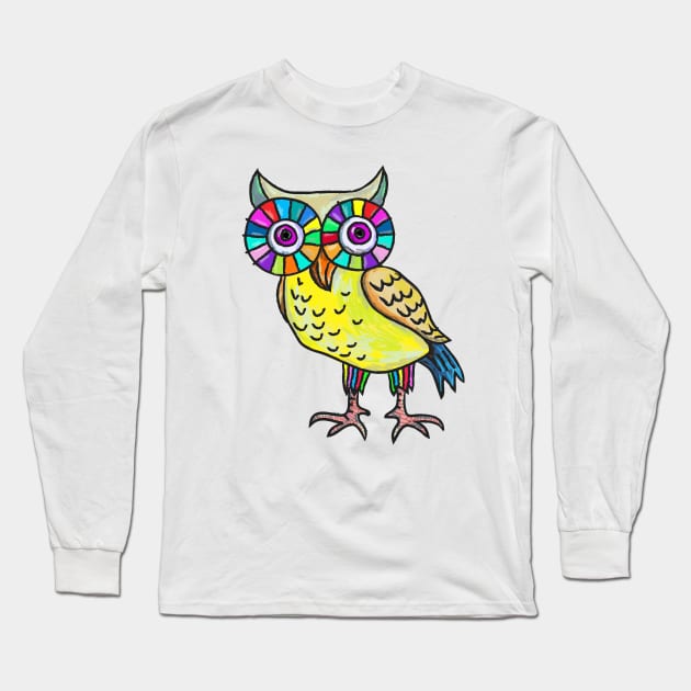 Rainbow Owl Long Sleeve T-Shirt by martinussumbaji